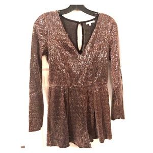 Long sleeve sequin romper